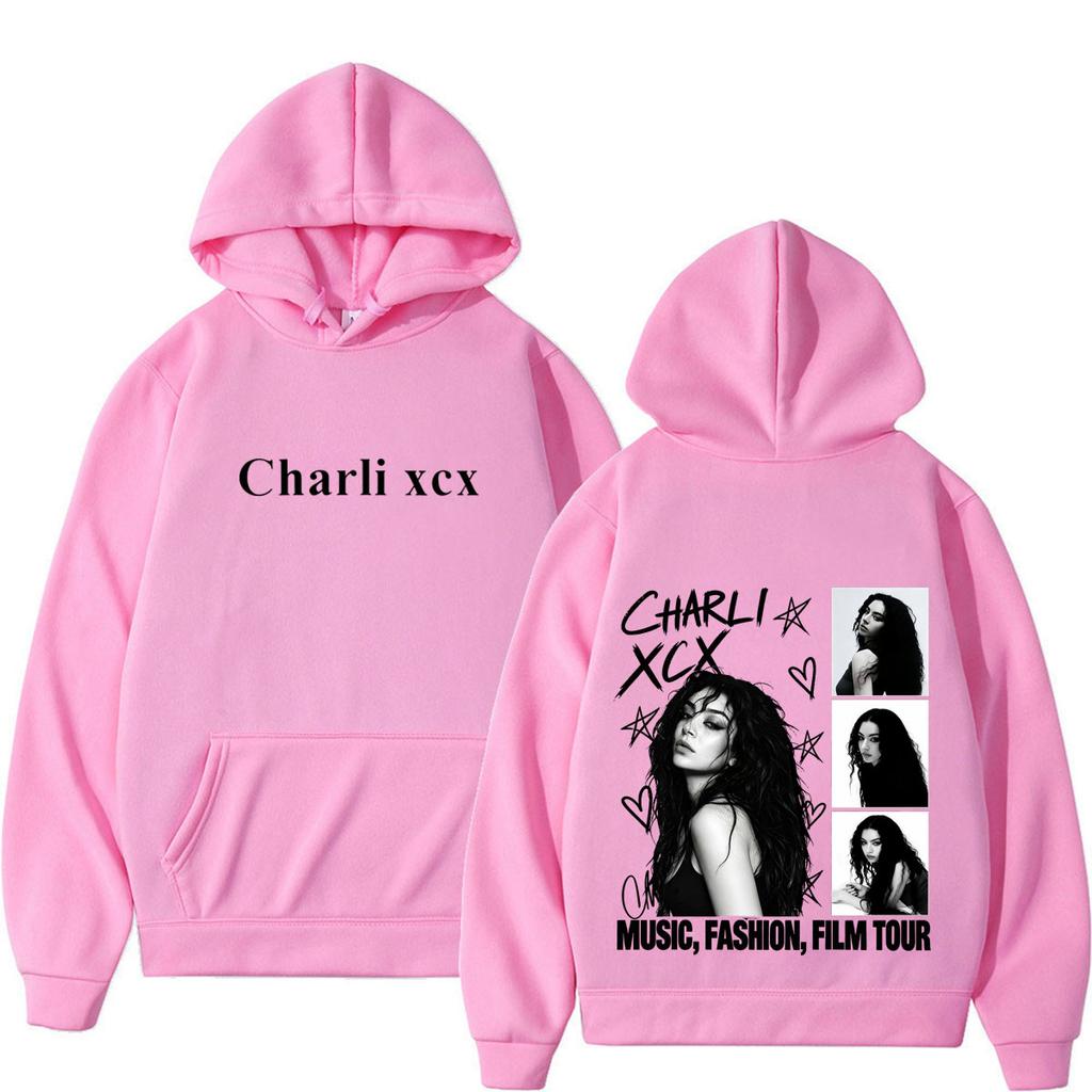 CHARLI XCX Album Music, Fashion, Film Tour 2026 Print Hoodie Unisex Harajuku Sweatshirt Long Sleeves Loose Vintage Pullover