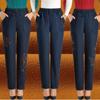 Middle-aged  Women's Winter and Autumn Clothes Plus Fleece Jeans Women's High Waist Loose Mother's Clothes Grandma's Clothes Plus Size Women's Pants