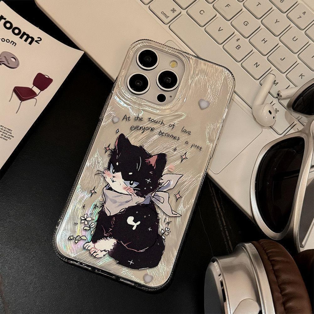 IMD нить-перо игривый котенок подходит для чехла для мобильного телефона Apple iPhone17promax 16 14/15 большое отверстие 17