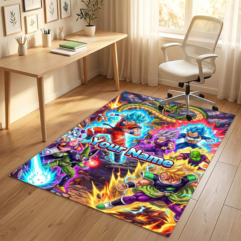 Personalized Crystal Velvet Carpet,Dragon Ball Custom Printed Name, Plush Area Rug For Home Indoor Decor