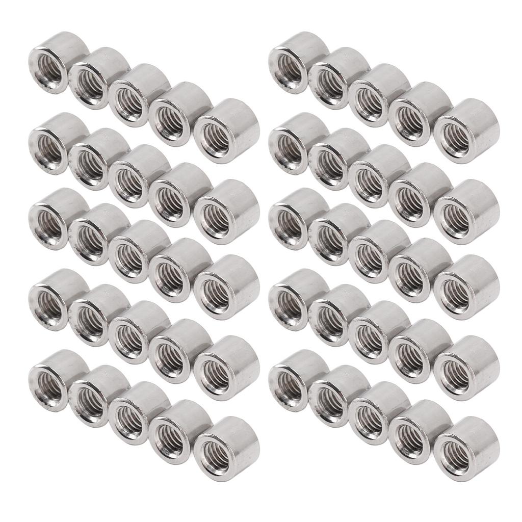 50 шт. Круглая соединительная гайка Внутренняя резьба 304 Нержавеющая сталь M6 Соединительная гайка для украшения дома