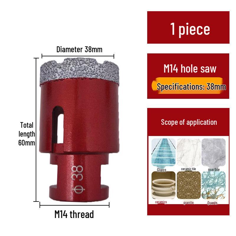 M14 Алмазная коронка паяная для плитки, мрамора, камня, стекла - Насадка для угловой шлифмашины для расширения отверстий