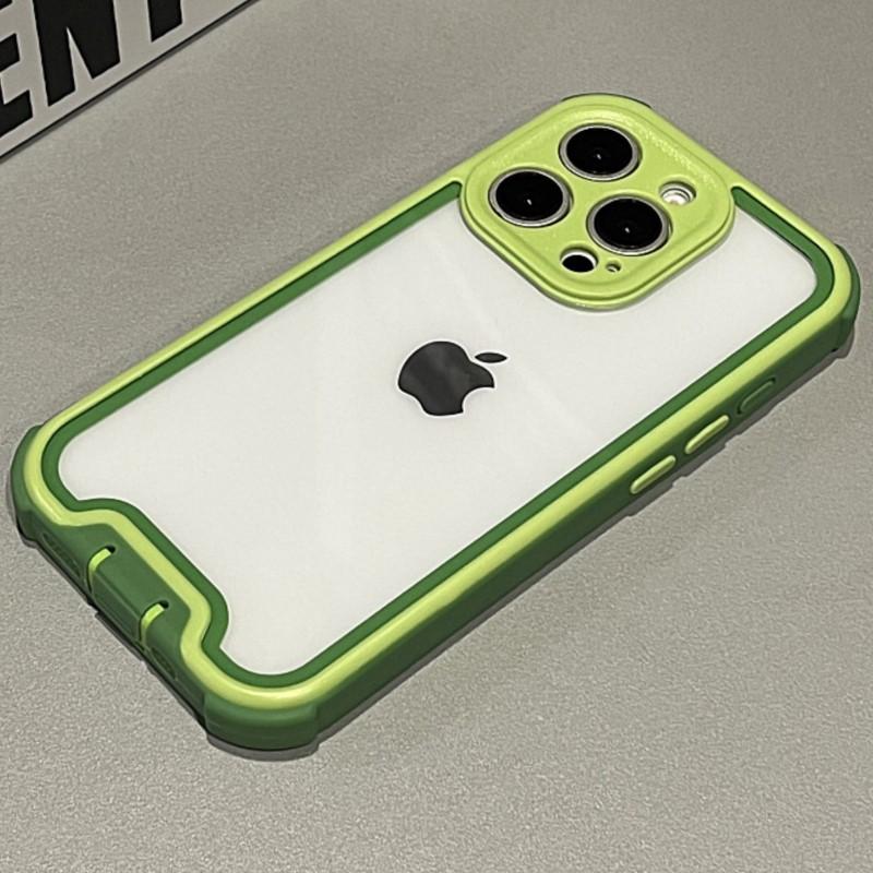 Heavy Duty Hybrid Bumper Armor Clear Case for iPhone 16 15 14 Plus 13 12 11 Pro Max Shockproof Hit Color Durable Cover