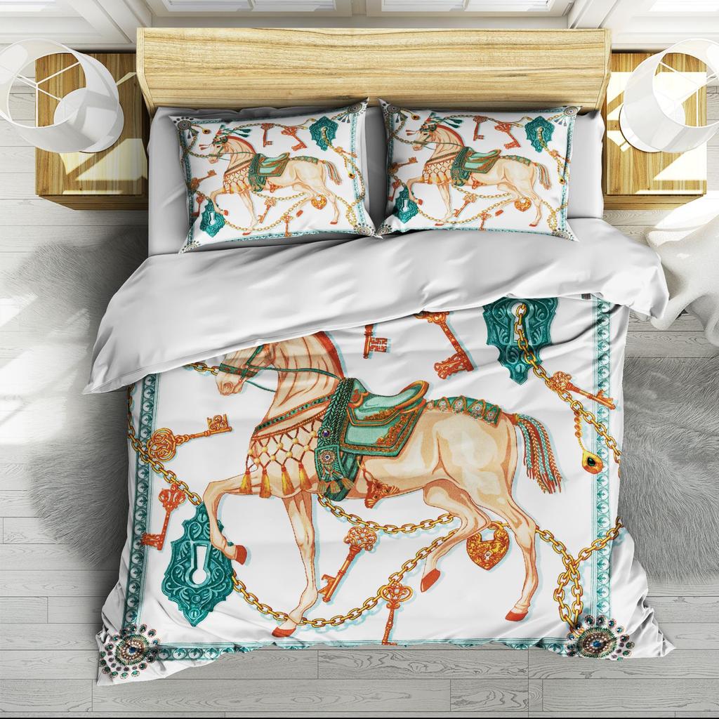 Комплект из трех предметов: пододеяльник с 3D цифровой печатью, простыня