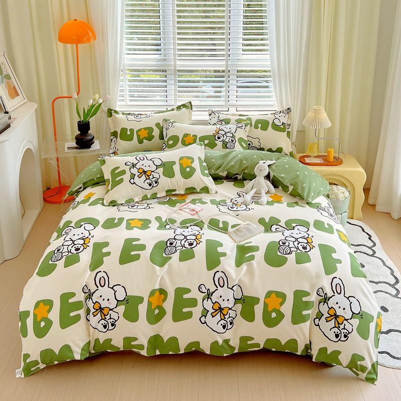 4 Thick Brushed Bed Set Single Dorm Bedding Sheet Pillowcase Quilt Cover Fresh Style