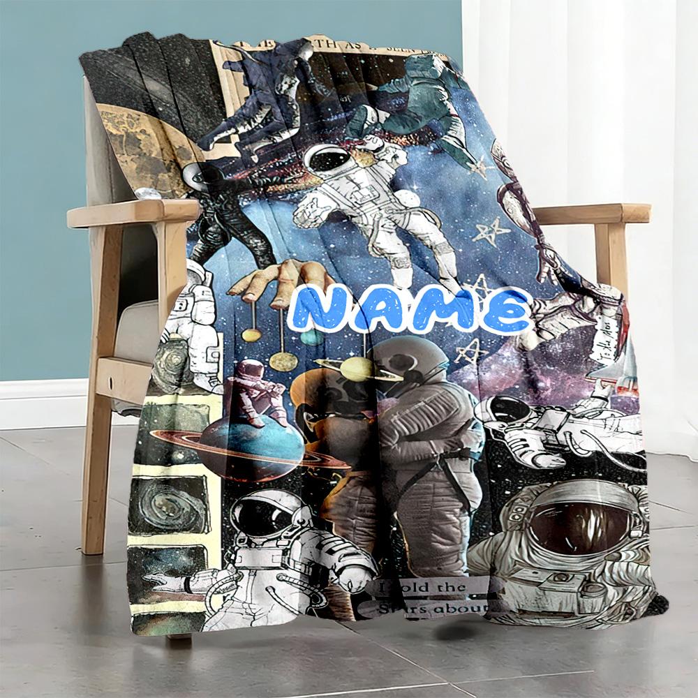 Astronaut Customize Text Blanket Cozy Customizable Blanket Comfortable Great for Chair Office Sofa Office Chair for All Occasions