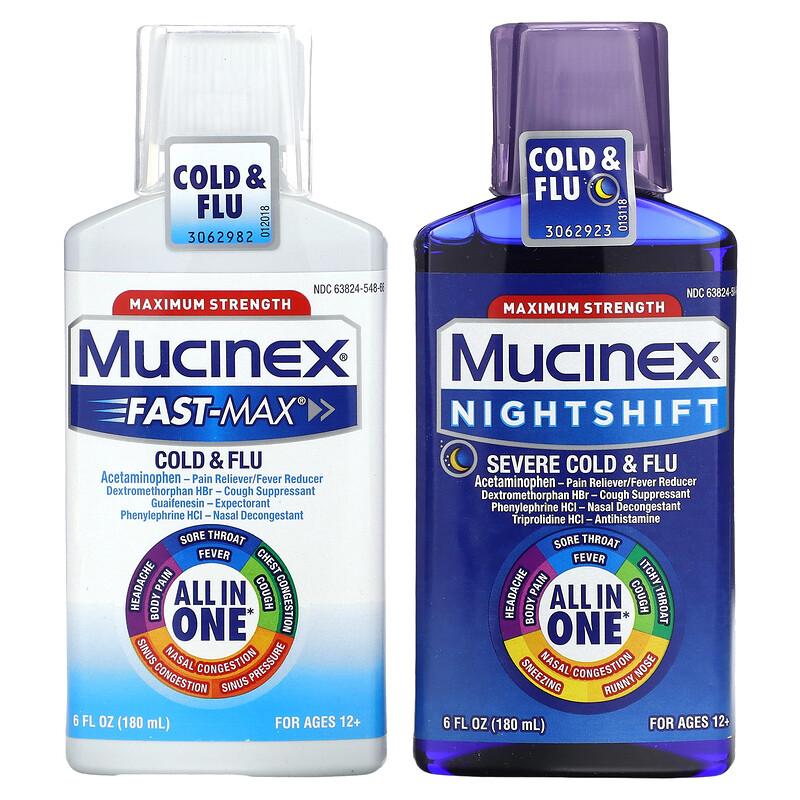 Day & Night Cold & Flu Pack, Maximum Strength, For Ages 12+, 2 Bottles, 6 fl oz (180 ml) Each