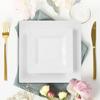 10Pcs Hard White Square Plate Plastic Dessert Dish Kitchen Tableware Party Appetizer Plate  Salad