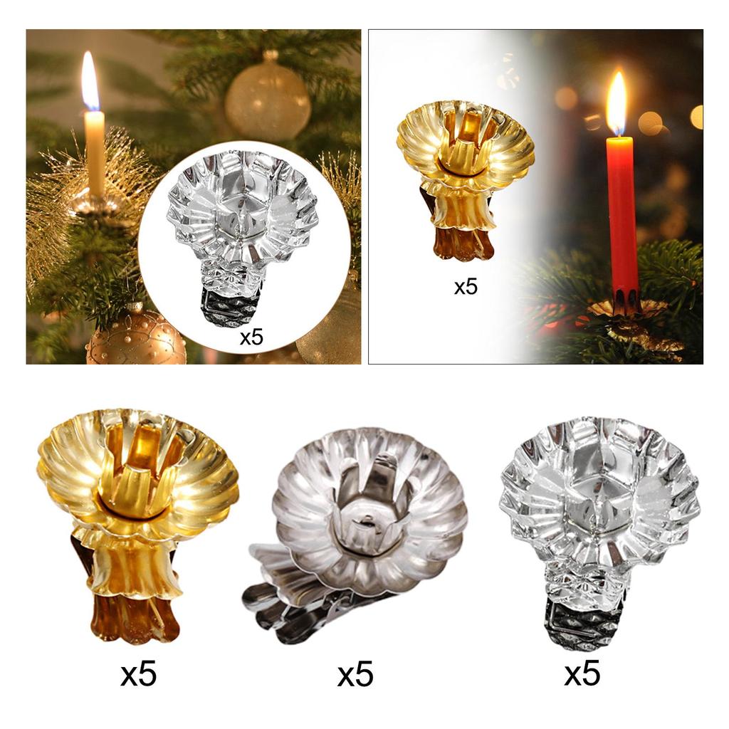 5x Зажимы для свечей Церкви Легко Защелкиваются Зажимы для свечей на елку для юбилеев Праздничные принадлежности День рождения Свадебное украшение