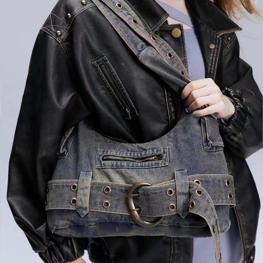 Женская джинсовая сумка большой вместимости, сумка через плечо на одно плечо