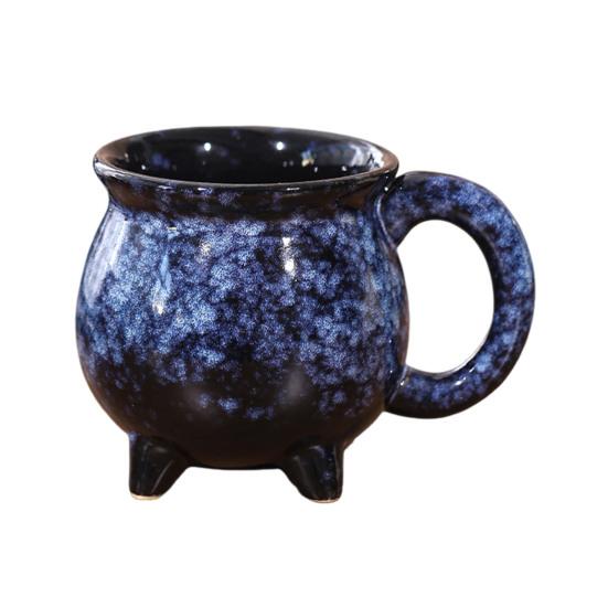 Ceramic Cauldron Coffee Mug with Ghosts Pumpkins Bats Halloween Tea Cups Personalized Witchy Gifts for Sisters Family