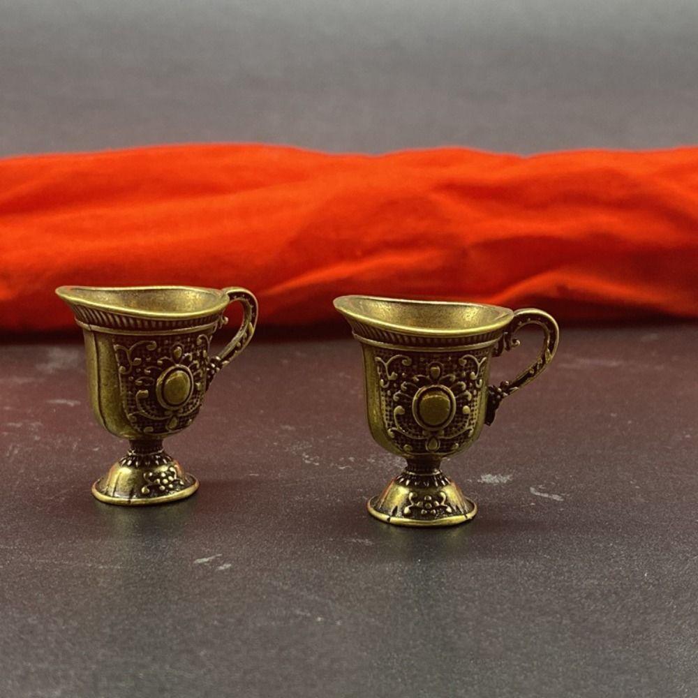 Carved Antique Teacup Ornaments European Style Holy Water Cup Retro Copper Teacup  National Trend
