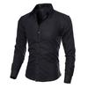Lapel Long Sleeve Single-breasted Men Shirt Slim Fit Solid Color Business Dress Shirt Top Daily Clothing