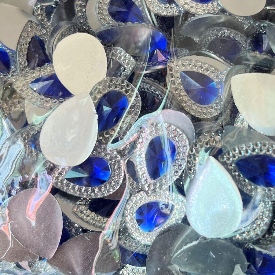 50 шт. темно-синих/алых каплевидных смоляных стразов 13*18 мм с плоской задней стороной, подходят для изготовления ювелирных изделий, DIY украшений