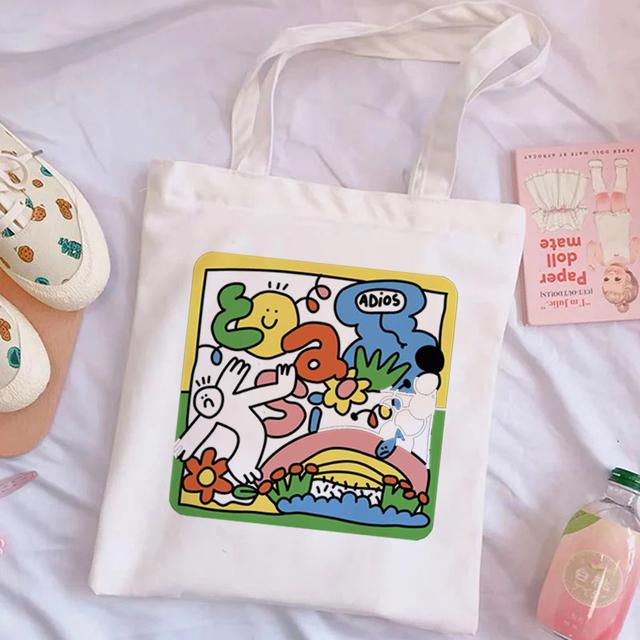Холщовая сумка на плечо, женская большая сумка с мультяшным принтом и буквенным принтом, Холстовая сумка для покупок, экологически чистая многоразовая складная сумка с героями мультфильмов для девочек