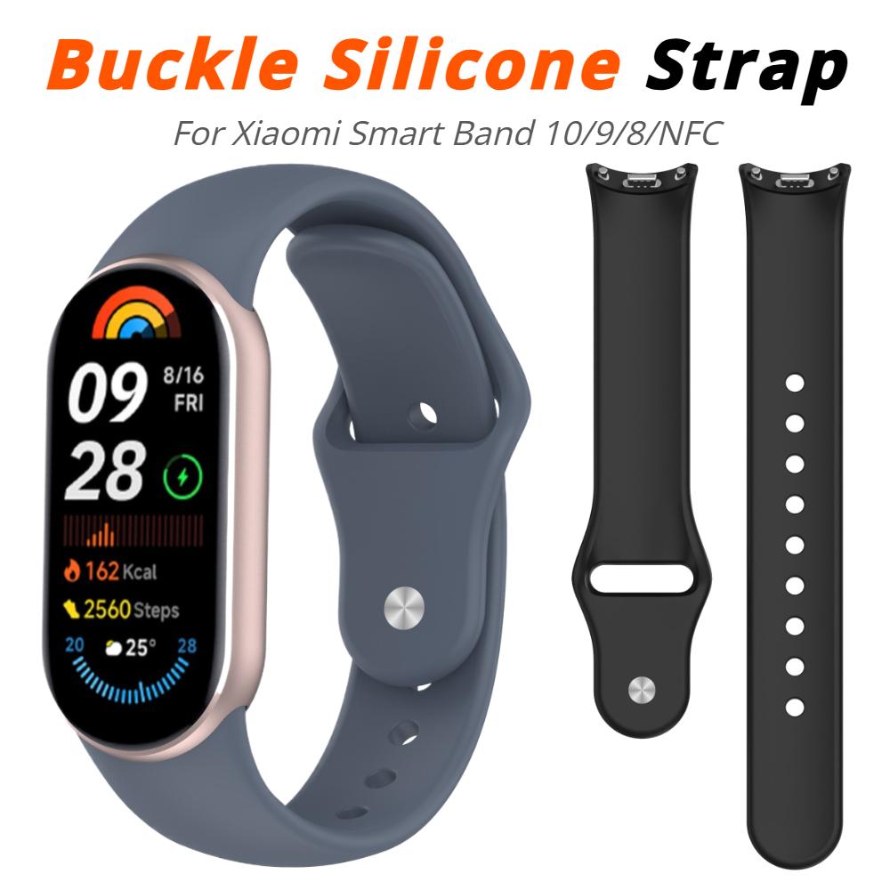 Однотонный силиконовый ремешок для Xiaomi Mi Band 10 9 8, ремешок NFC, спортивный резиновый браслет на запястье для умного браслета Xiaomi 8 9 10, ремешок для часов