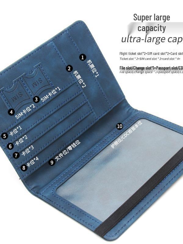 Anti-Theft Leather Passport & Card Holder with Anti-Magnetic Protection, Multiple Pockets for Bank Cards