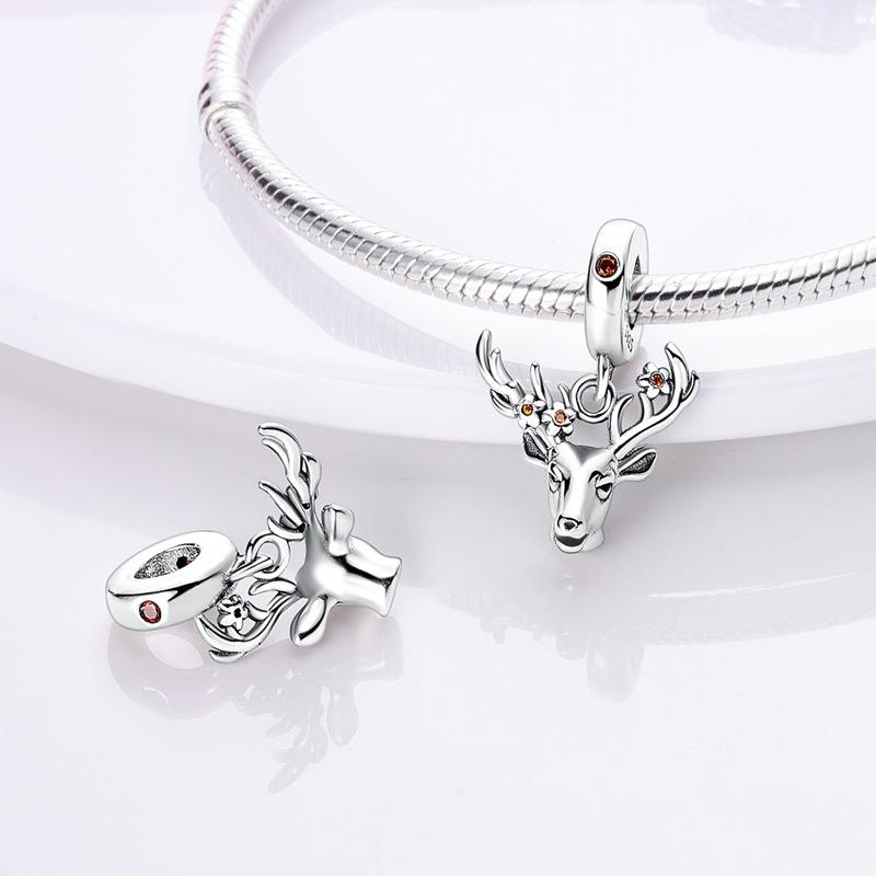 Dora Copper Plated 925 Silver Beaded Accessories Diy Cute Animal Bracelet Necklace Pendant Gift