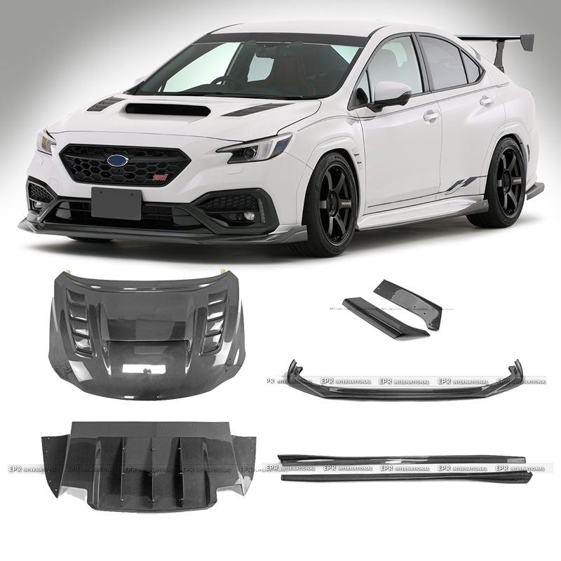 Subaru WRX VBH Капот в стиле Varis из углеродного волокна, Задний спойлер, Передний сплиттер, Пороги, Уголки заднего бампера.