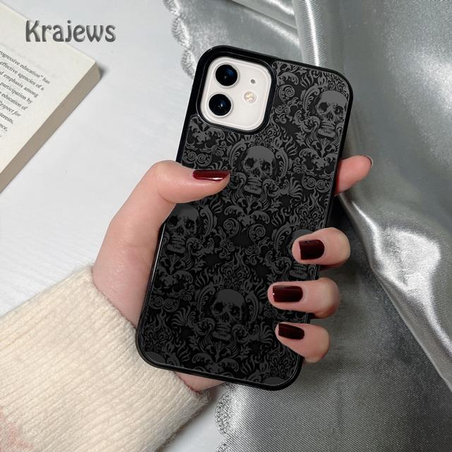 Krajews Черепа Кости Скелет Мягкий Чехол-Накладка Для iPhone 17 Air 16 15 14 plus 12 13 pro max coque Fundas
