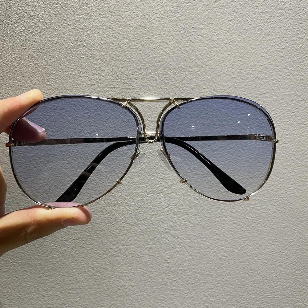 Популярные Модные Пилотные Солнцезащитные Очки Женские Для Мужчин Большие Люксовый Бренд Дизайнерские Солнечные Очки Винтажные Градиентные Панк Очки UV400
