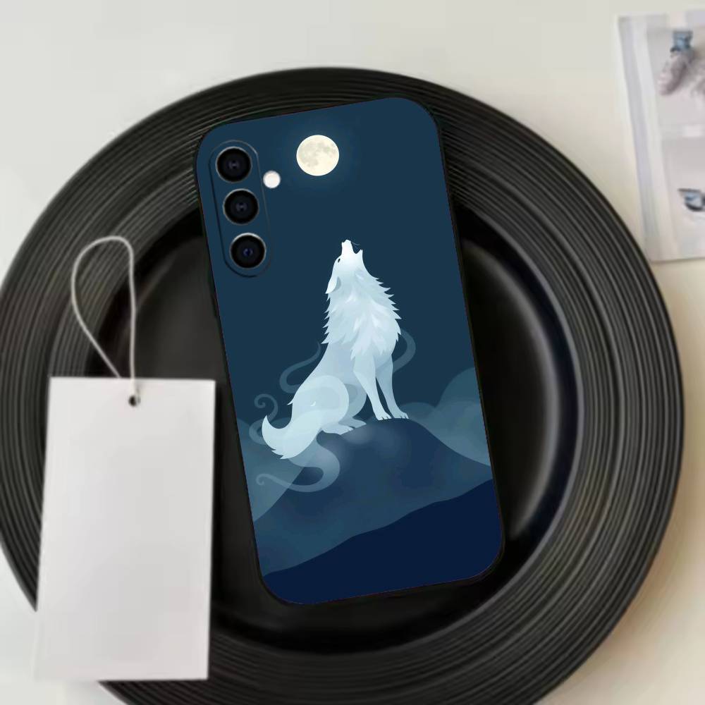 A wolf howling to the sky Phone Case Black Silicone Soft For Samsung Galaxy A73,A72,A71,A70,A53,A52,A51