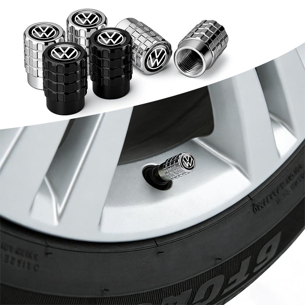 T274Pcs Anti-theft Car Metal Tire Valve Air Caps Decoration Accessories For Volkswagen Golf Rline Passat GTI Tiguan Beetle Jetta R