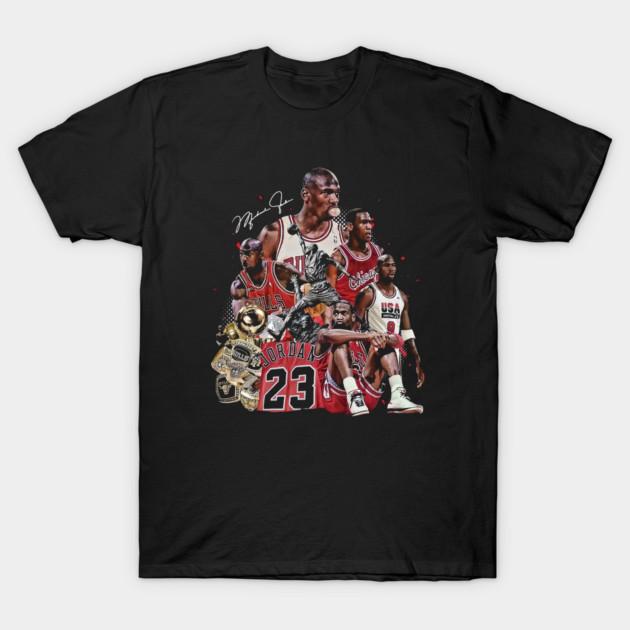 Asian Size Cotton Unisex Tshirt Print T-shirt Michael Jordan Chicago Collage T-shirt No-Cut Print Regular Fit