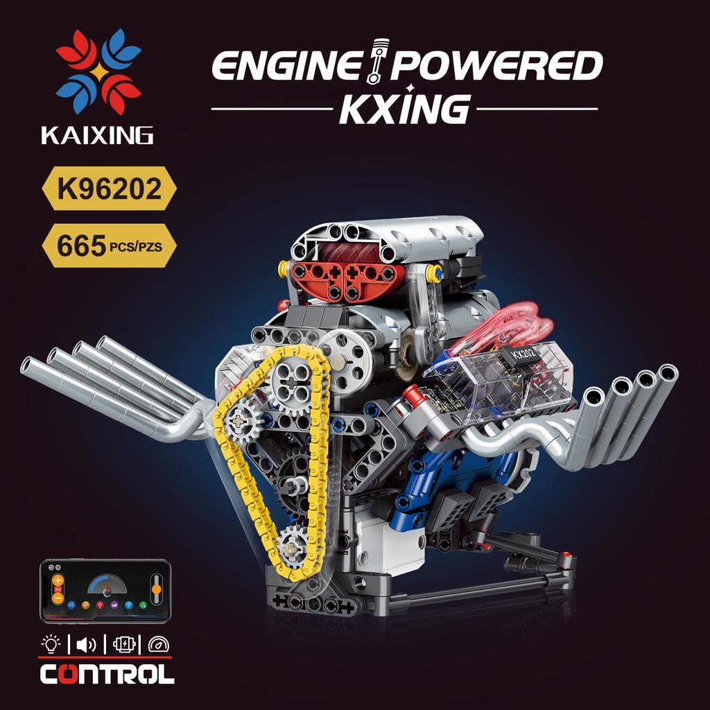 Конструктор 665 деталей Креативный Электрический RC Управление через приложение Двигатель V8 Светодиодный Сборка Строительные Блоки DIY Детская Головоломка Игрушка Подарок на День Рождения