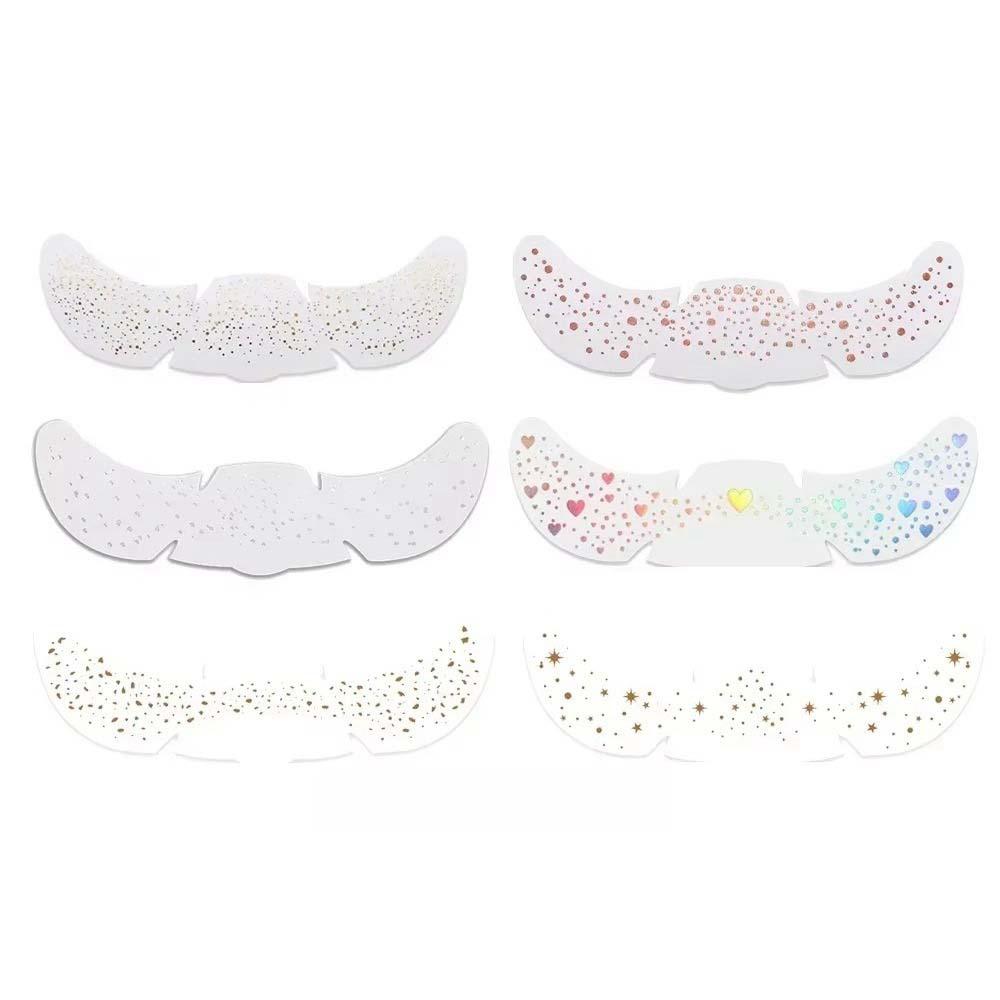 6Pcs Star Heart Freckle Tattoo Sparkle Face Tattoo Sticker Disposable Face Temporary Tattoo Make Up