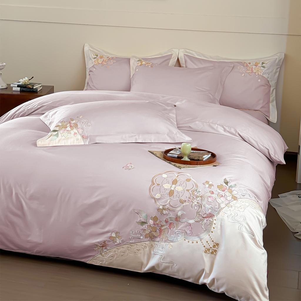 Cotton Fashion Embroidery Premium Feeling Bed Home Set - Elegant Paper