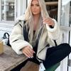 Женская куртка-косуха в европейском и американском стиле с эффектом искусственного меха и меховой отделкой