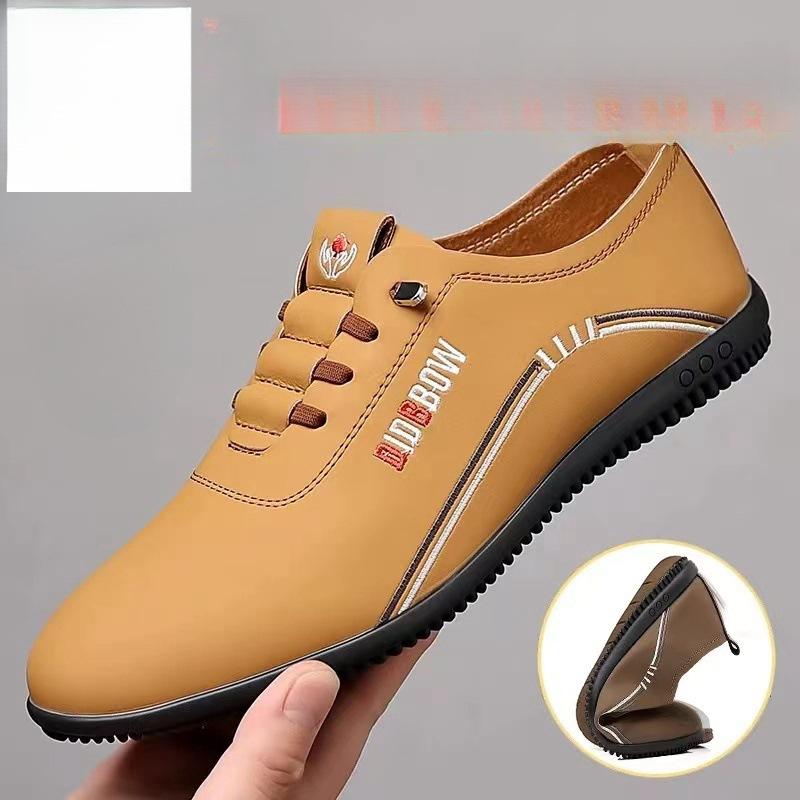 Autumn and Winter Men's Shoes Leather Thick-soled Soft-soled Non-slip and Wear-resistant Waterproof Soft Leather Surface All Black Work Leather Shoes
