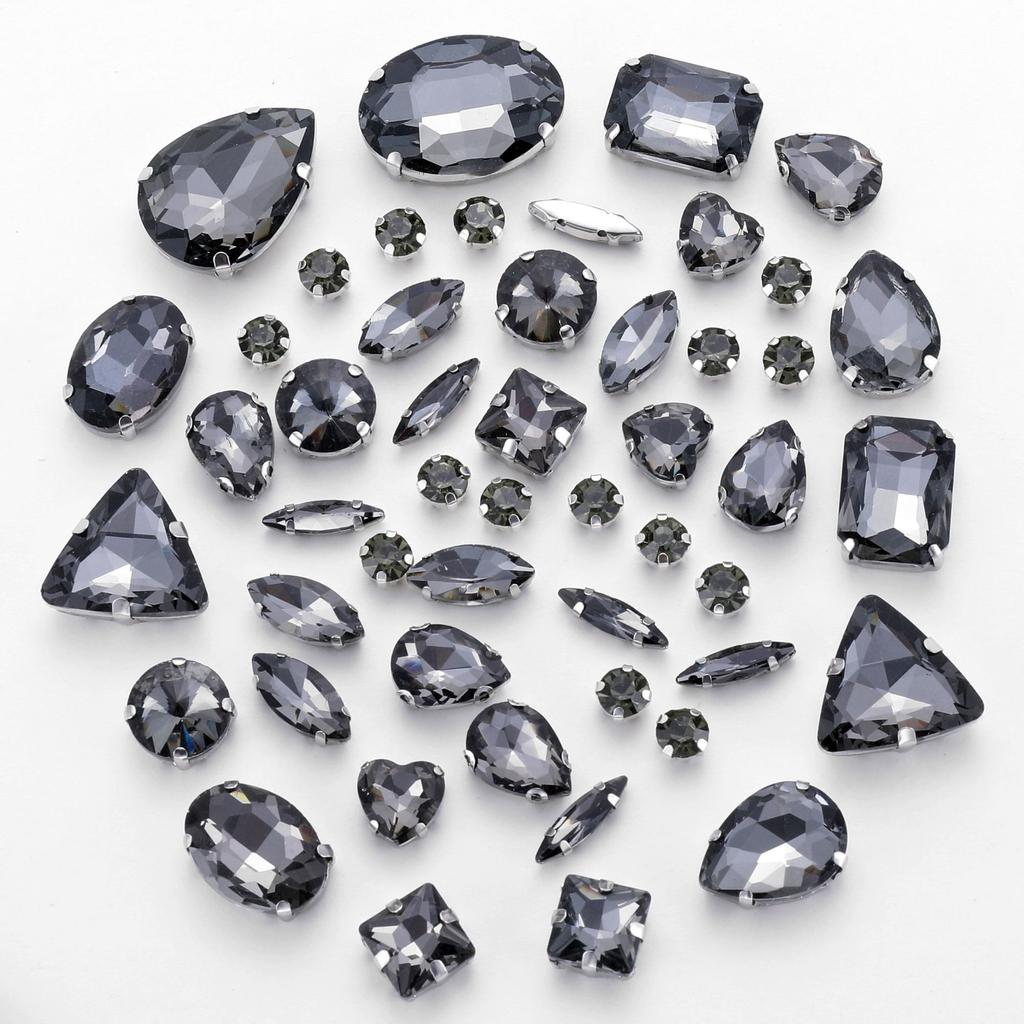 Mixed 50 Rhinestones Single Claw Glass Hand Sewing Drill Claw Drill DIY Wedding Decoration Clothing Crystal Buckle Rhinestone Sew On Beads