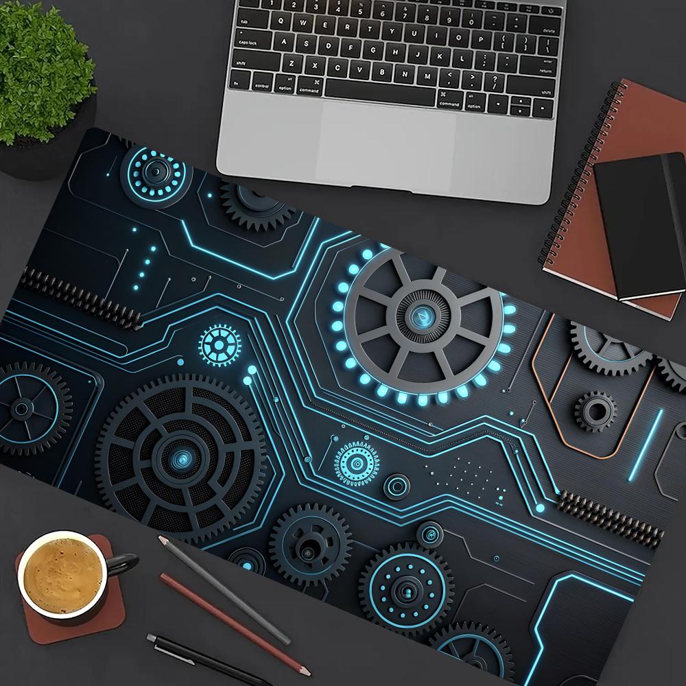 Neon Circuit Gear Mouse Pad Circuit Board Large Non-Slip Rubber Keyboard Deskmat XXL Computer Office Gaming Decor Long Desk Mat