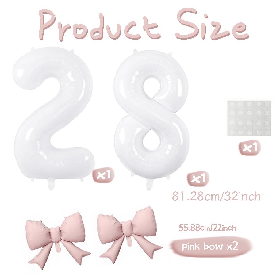 Number balloon set baby pink bow balloon ,white and pink balloon birthday proposal, weddingballoon decoration