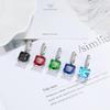 Douyin Princess Square Zircon Earrings: European & American Style Colored Gemstone Ear Buckles for Women