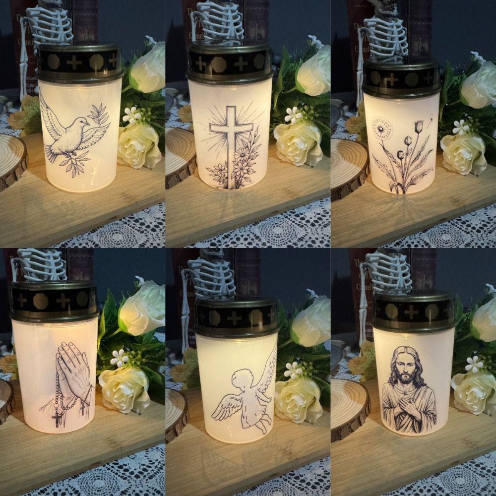 Rainproof Solar Grave Light Solar Sensor Waterproof Candle Memorial Light Long-last Lighting Decorative 1