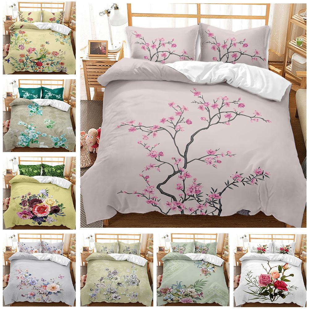 Floral three-piece bedding eBay3D digital print quilt kit