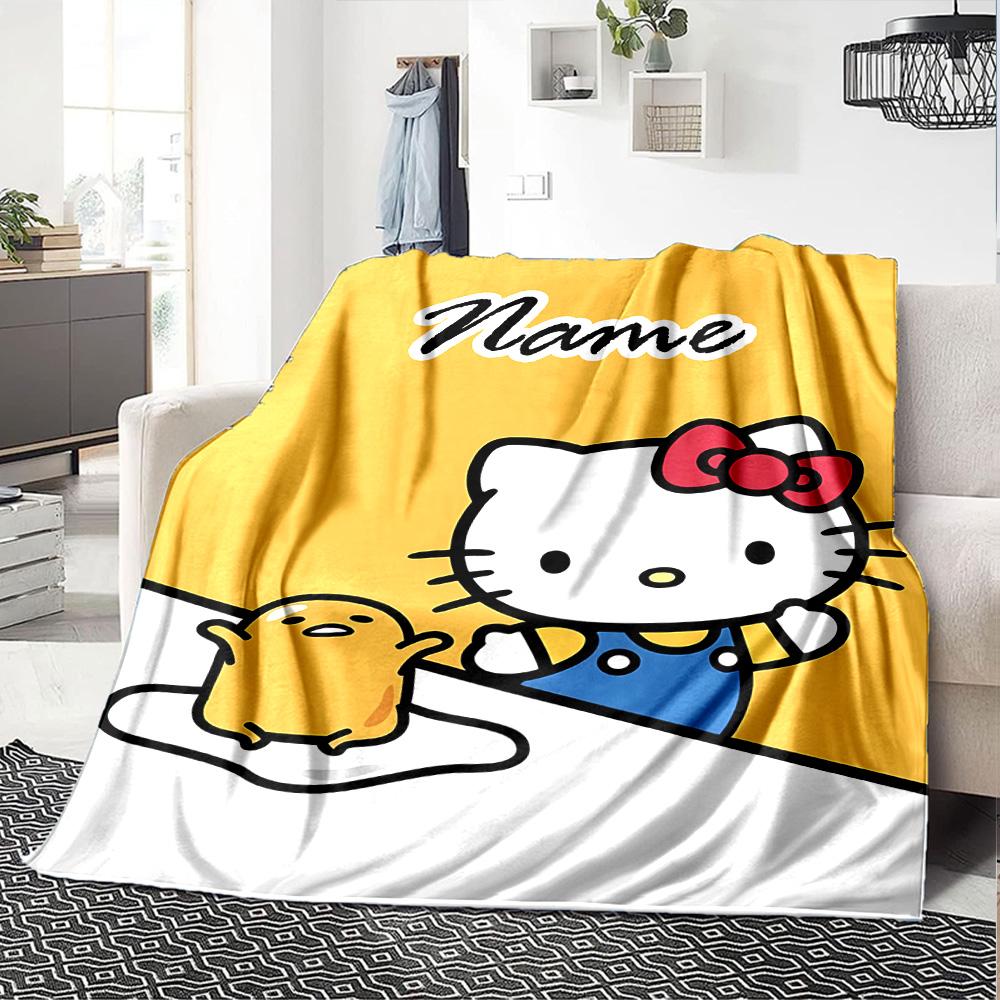 Customizable HelloKitty7 Throw Blanket – Personalized Name, All-Season Cozy Snug Blanket, Machine Washable, Personalized Blanket