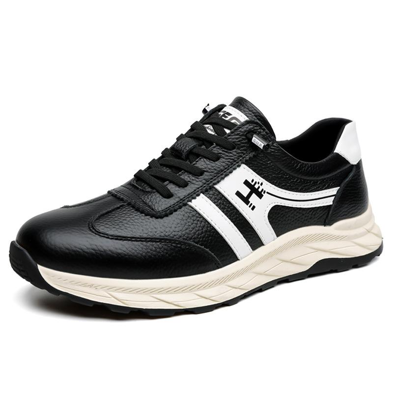 Men's low-top soft-soled business first-layer cowhide casual shoes flash wear one-pedal lace-free leather sneakers