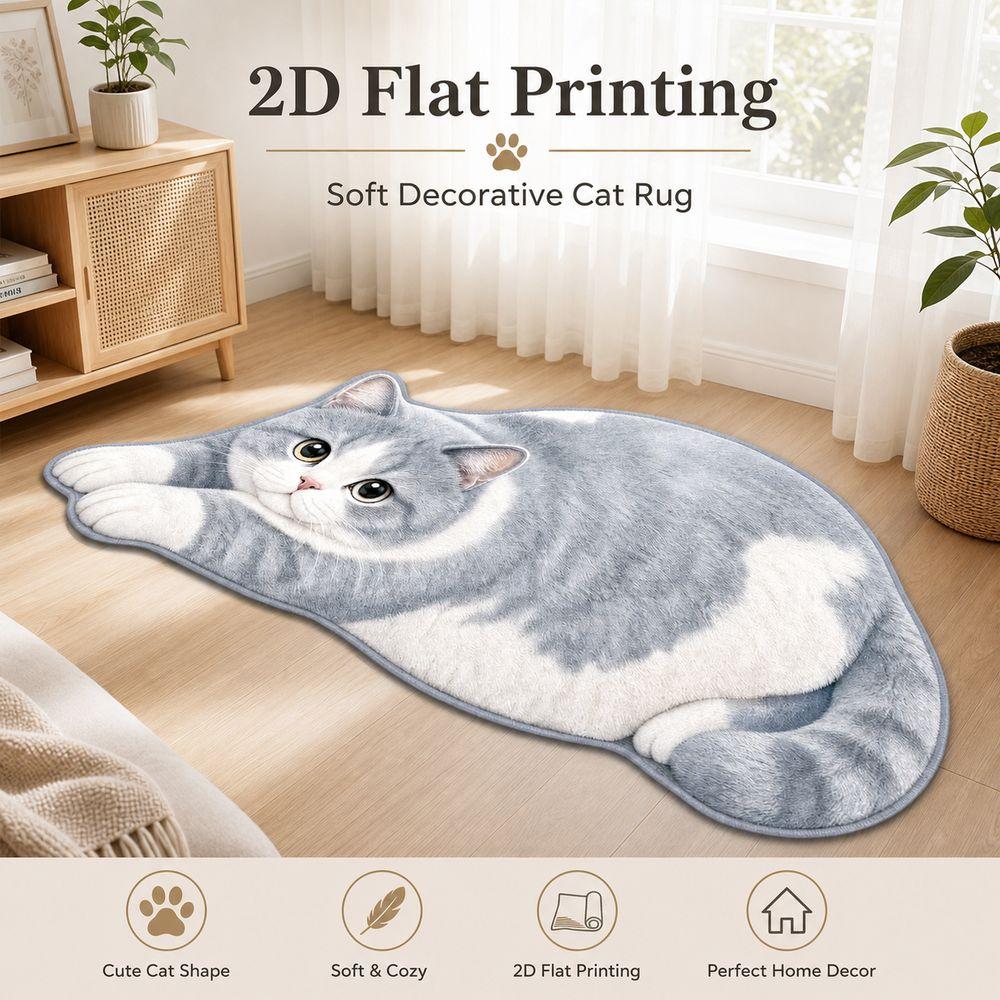 Decorative Rug Cat Shaped Rug Cat Pattern Cat Floor Mat Cute Animal Door Mat Living Room Decor