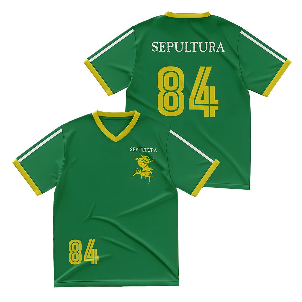 84 Футбольная футболка Sepultura Смертельный металл Футболки Мужские Женские Верхняя футболка Уличная одежда Повседневная футболка Летняя мода Дышащая одежда