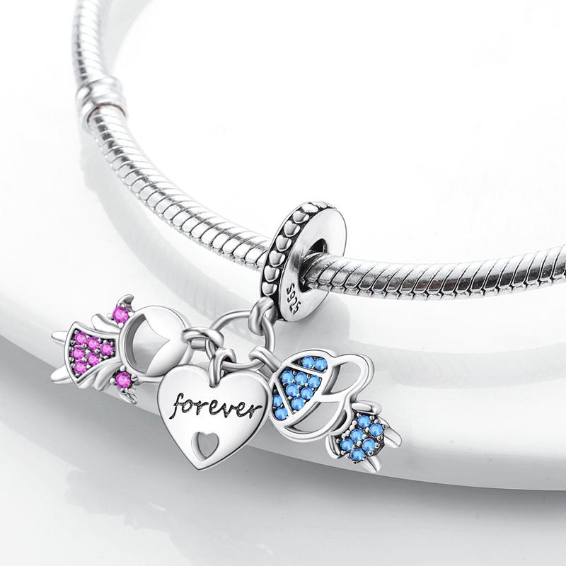 Шармы Оригинальные Семья Дружба Сердце Подвеска Шарм Бусины Подходит Браслет Ожерелье Женщины Роскошные DIY Ювелирные Изделия Вечеринка Изысканный Подарок