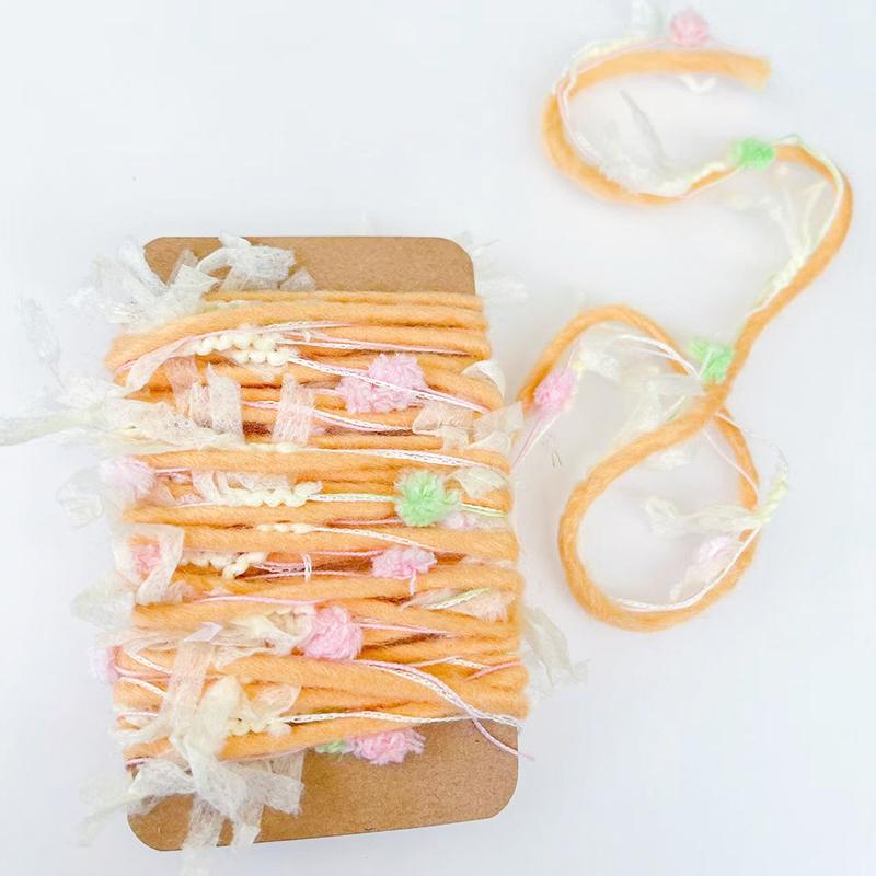 2 М Раскрашенные вручную резинки для волос из пряжи Полиэстеровая пряжа Сделай сам Рождественские поделки Бохо-шик Рождественские наборы для рукоделия