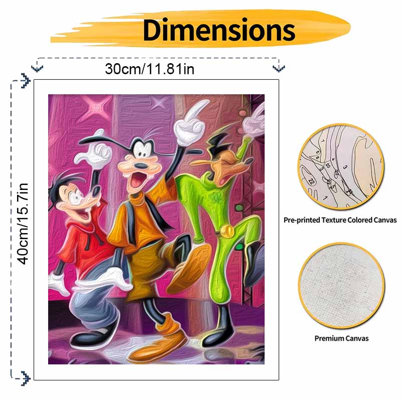 Disney oil painting Goofy movie art handmade diy painting home decoration gift