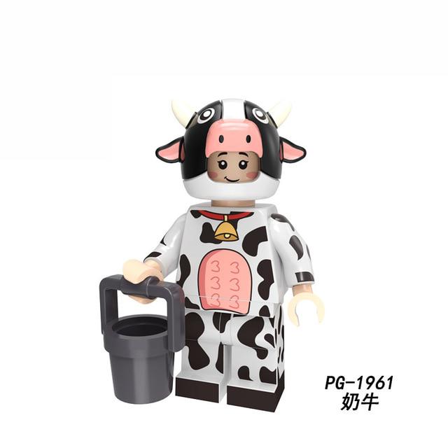 Мультяшные милые животные, насосная серия, кролик, корова, Пряничный человечек, кошка, собака, даргон, кенгуру, олень, строительные блоки, игрушки