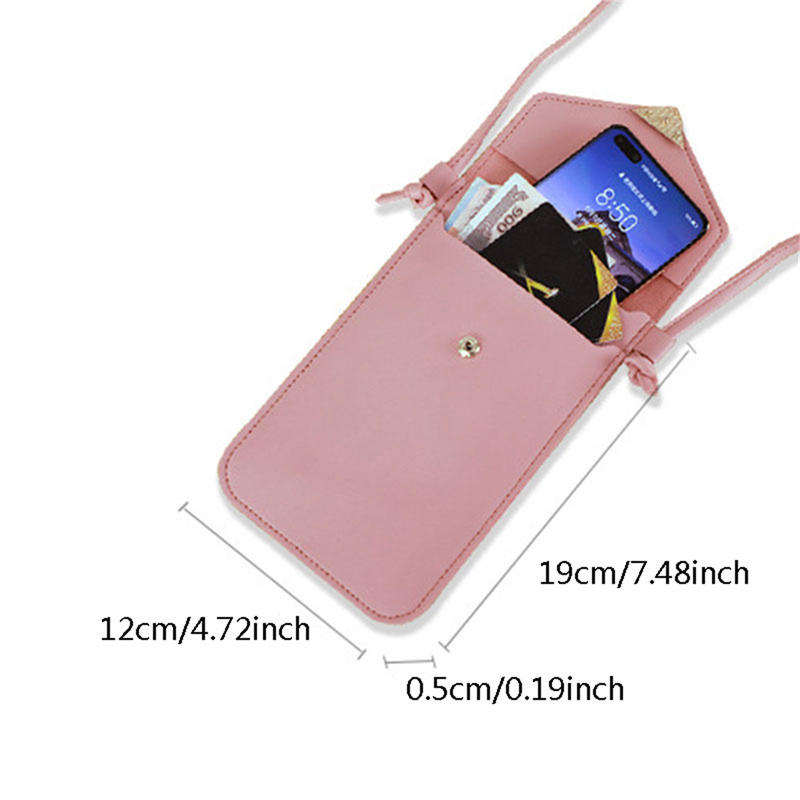 Женская мода Декор в виде сердца Сумка-кроссбоди для мобильного телефона Простой держатель для карт Touchsren Кошельки