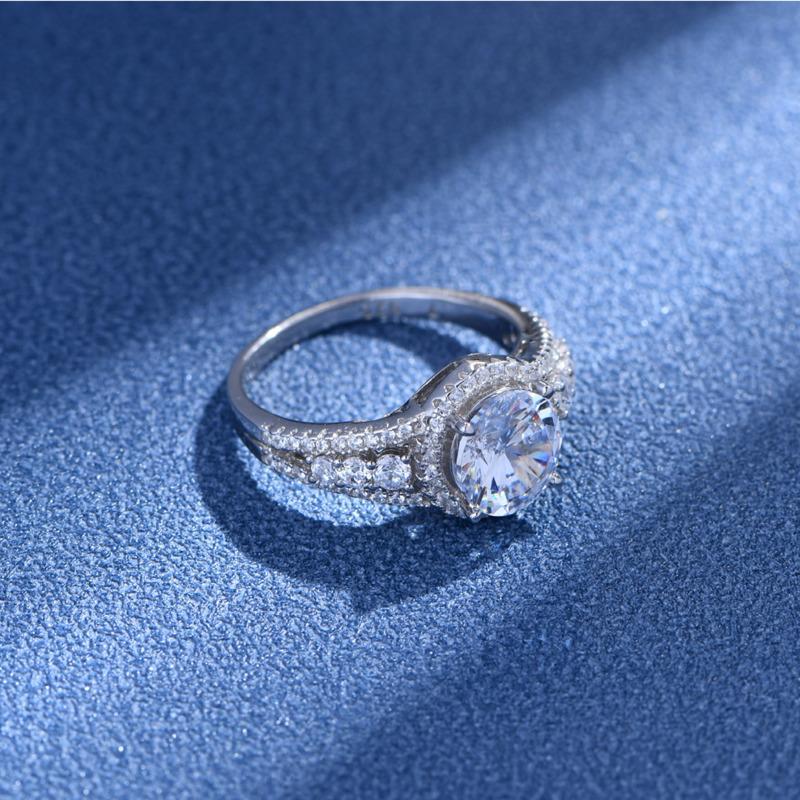 BagueRingen Women Moissanite Ring Silver 925 Jewelry For Women 8mm Blue Green Color Moissanite Gemstone Jewerly Gift Size 6-9