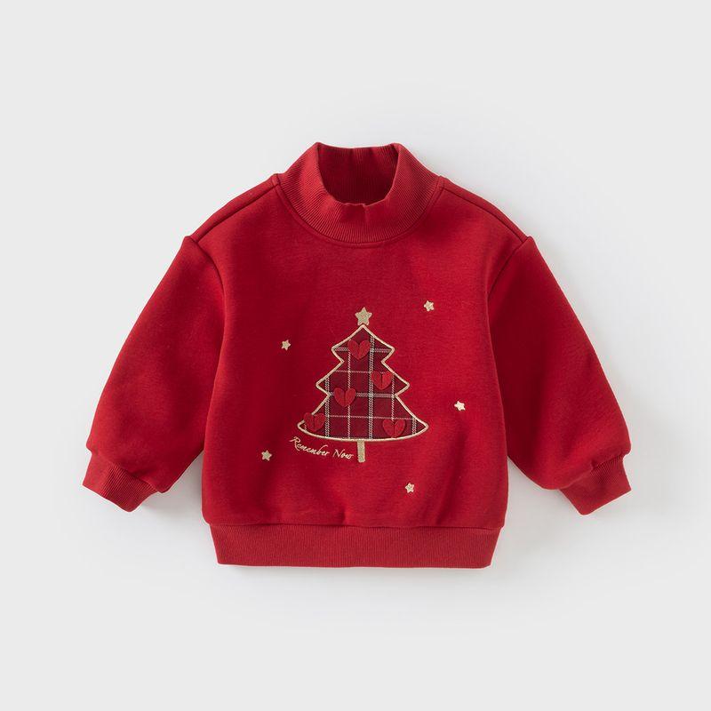David Bella Girls' Red Sweatshirt Baby Half-Turtleneck Pullover Stylish Winter New Children's New Year Top
